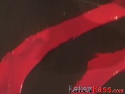 Busty blonde lesbian submits to spanking and rubs pussy 11/16