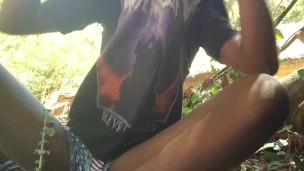 public park tease ebony teen