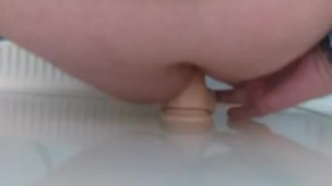 Chubby girl, small ass anal masturbation