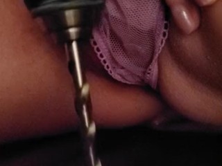Tiny Wife Masturbates With Drill