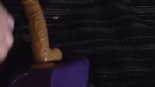 Bouncing around on a big old dildo and loving it!
