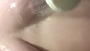 College girl cleans everything in the shower