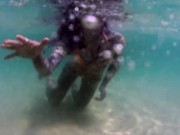 Heavily tattooed dreadlocks Anuskatzz holiday ocean tease with Lily Lu 11/16