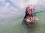 Heavily tattooed dreadlocks Anuskatzz holiday ocean tease with Lily Lu 12/16