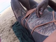 Heavily tattooed dreadlocks Anuskatzz holiday ocean tease with Lily Lu 3/16