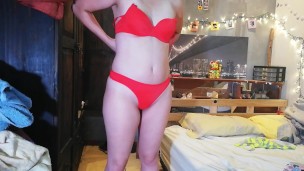trying on underwear and playing a little