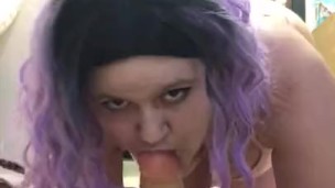 College girl sucks her dildo