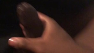 Jerking fat black cock