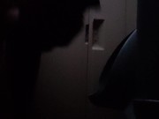 Nerdy Girl In Glasses Uses Urinal In Porta John 3/16