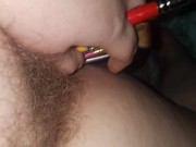 Pussy stuffed with paintbrushes