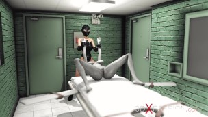 Female alien in a jail gets fucked hard by a hot dickgirl in a mask