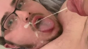 Solo Male Gargling His Own Cum & Piss! 