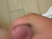 Stroking my cock for my sexy wife and cuming 