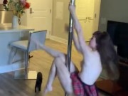 Girl strips naked on pole 10/16