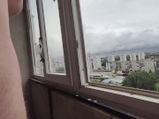Hot handjob on the balcony with big unload of sperm POV - 4K 4/16