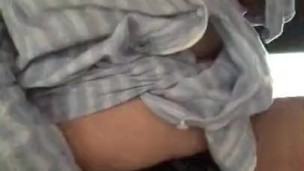 Big tits slut fucks her self cumming in panties sound on 