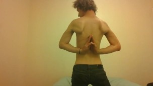 Topless Transgirl Surprised at Her Own Flexibility