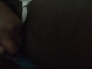 Ebony fucks dildo
