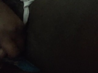 Ebony fucks dildo