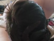 Goth sub sucks Masters cock. 1/16