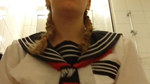 Schoolgirl gets creampied in bathroom
