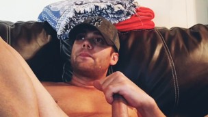 Cumming on the couch 