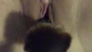 Tight young pussy stuffed with makeup brush