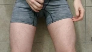 Getting soaked trying piss play solo first time in gym showers