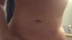 Watch me cum in my guy friends bathroom while he’s in the next room. Shhh!