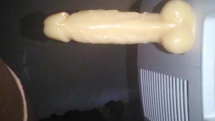 Crossdresser deep dildo