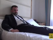 Curvy milf submissive deep throats for cum 1/16