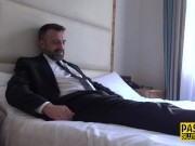 Curvy milf submissive deep throats for cum 2/16