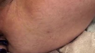 Wife pegging Husbands ass by hand, he uses Fleshlight & cums in her hand
