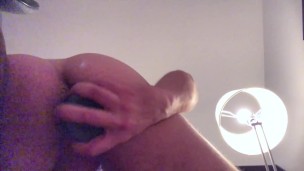 HUGE DILGO IN STR8 CHUBBY GUY'S ASS