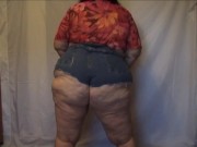 BBW Granny Ass teaser wearing a thong and shorts - Not HD Quality