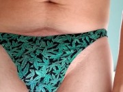 Piss desperation and cum wearing a thong 3/16