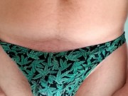 Piss desperation and cum wearing a thong 7/16