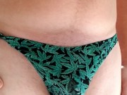 Piss desperation and cum wearing a thong 9/16