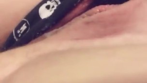 Creamy Orgasm Using Glass Dildo in Thong