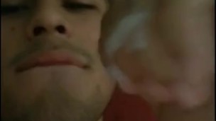 hot hard jerking eating cum