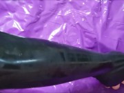 Putting on long Latex opera gloves