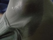 She jerks off step-daddys cock in his underwear making him moan so loud 