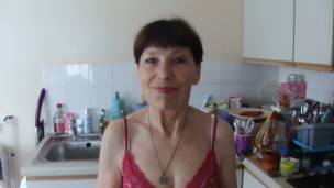 In Kitchen Sexy Lingerie Top, Red Thong G-string, Pantyhose Tights, Socks!