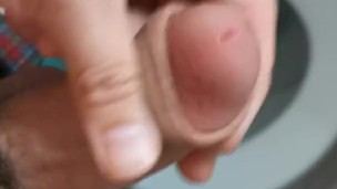 Loose Cut Foreskin Play Jacking Off & Cumshot in Bathroom POV