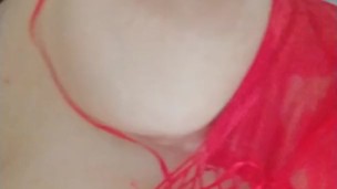 Teen masturbate in red lingerie