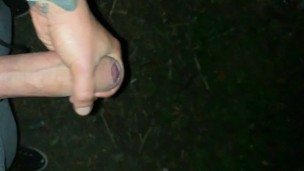 Horny cumshot backyard at the night
