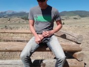 Public jeans piss road trip through the mountains 