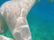 Fast Cum on Big Tits Underwater | Redhead Ginger Teen Naked Swim Handjob 13/16