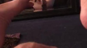 PLAYING WITH MY THROBBING COCK IN THE MIRROR 