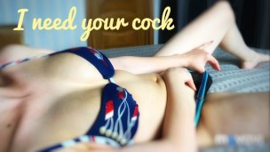 Blonde girl with perfect body teasing you